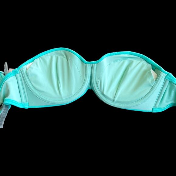 NWT Victoria’s Secret Aqua Bandeau Bikini Top Removable Straps Size 32DD - Picture 3 of 3